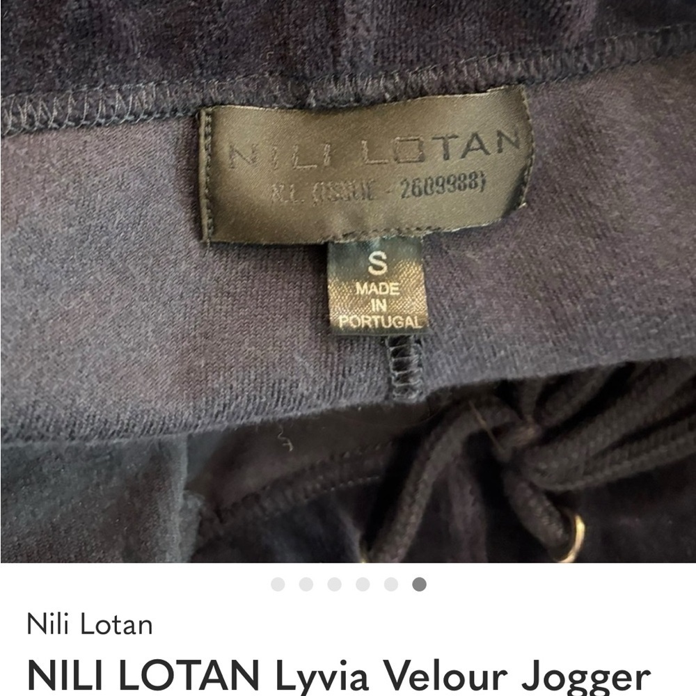 NILI LOTAN Lyvia Velour Jogger In Navy In Blue - Picture 4 of 4